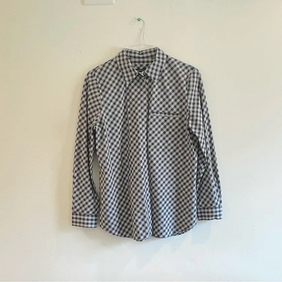 Lafayette 148 Women’s Button Down Gingham Collared Top - Picture 2 of 10